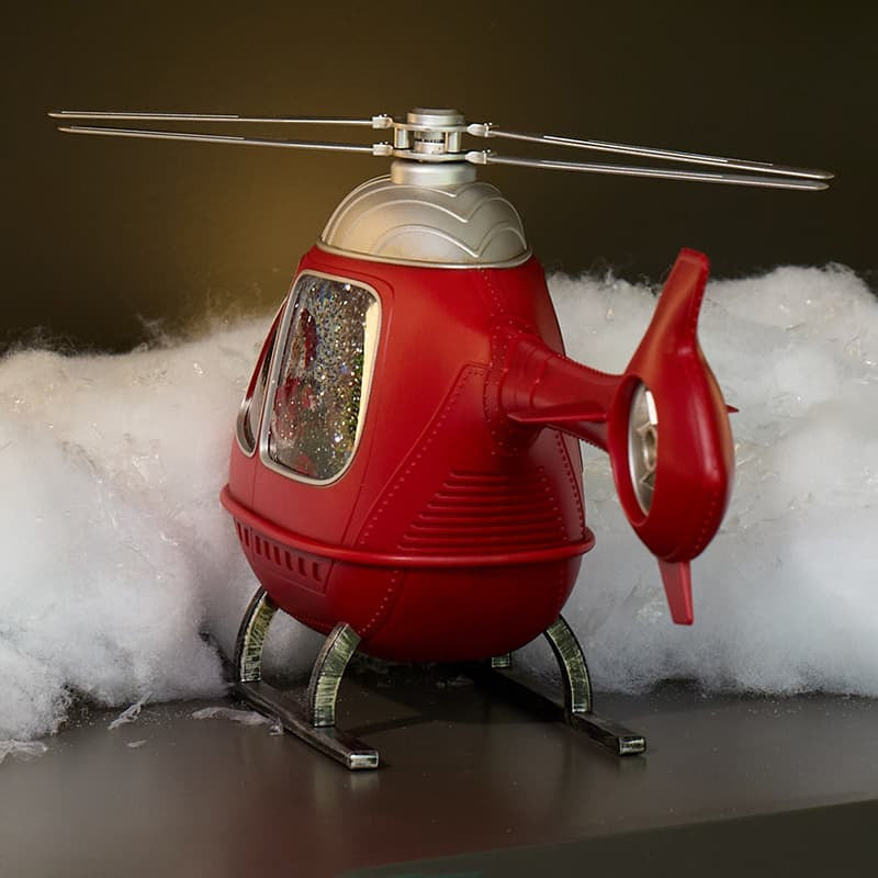 Cracker Barrel Santa's Helicopter Glitter Globe