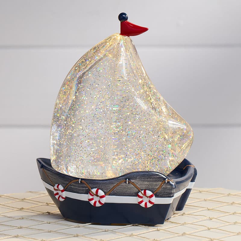 Cracker Barrel Sailboat Glitter Globe