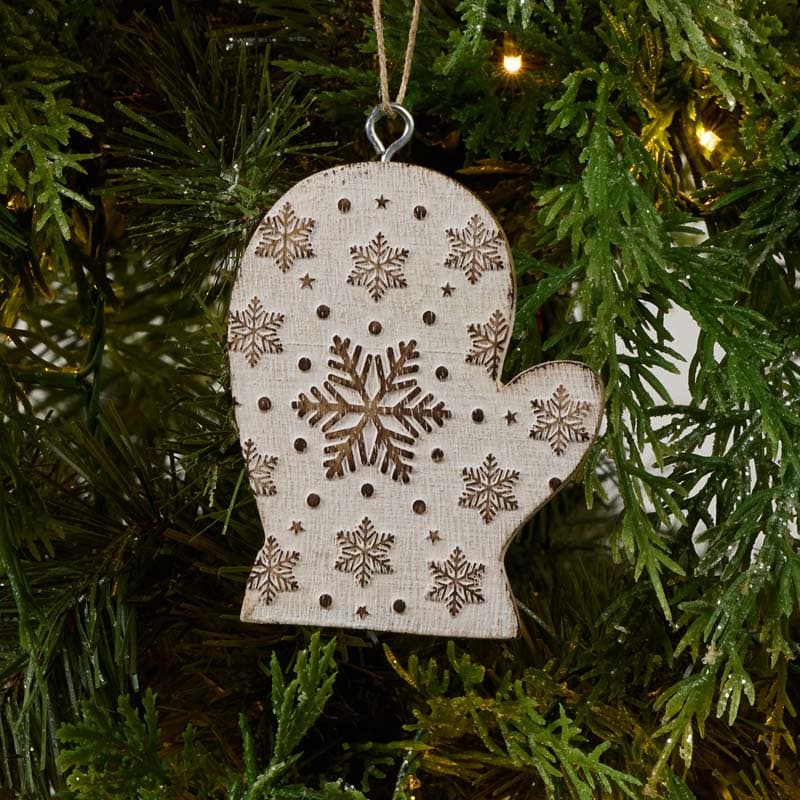 Cracker Barrel Wooden Engraved Mitten Ornament