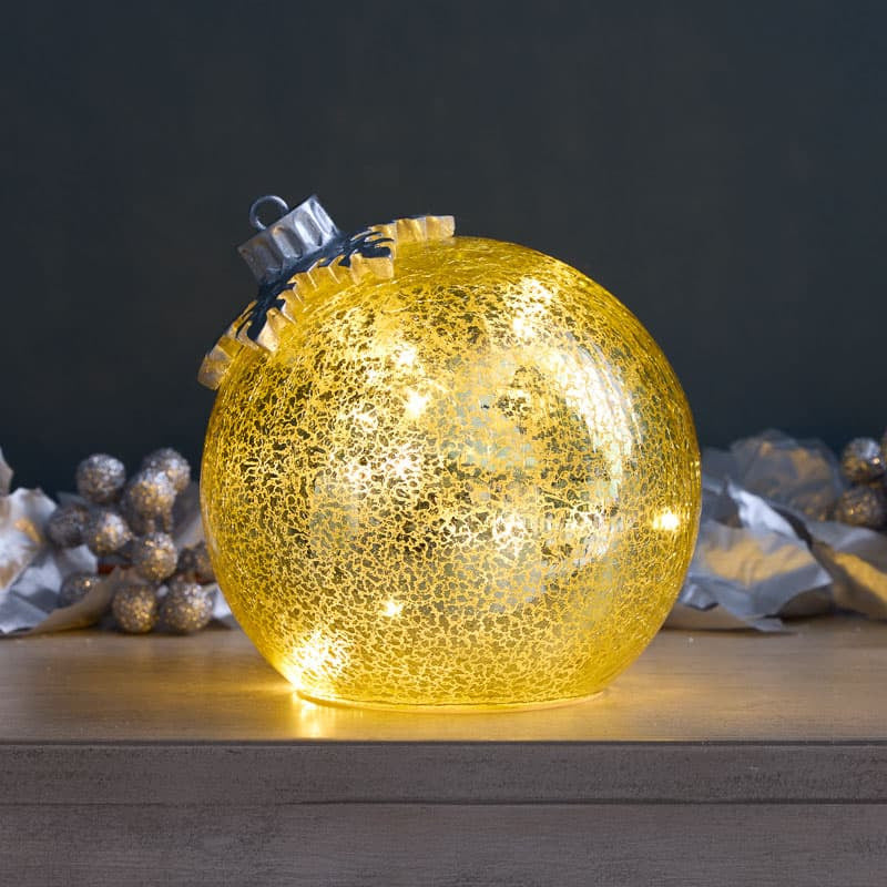 Cracker Barrel Small LED Gold Glass Ornament Decor