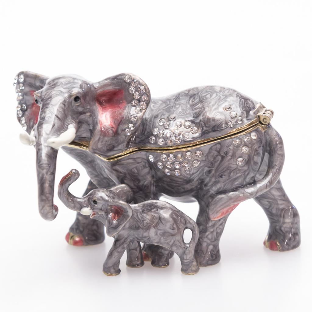 Cracker Barrel Decorative Elephant with Baby Box