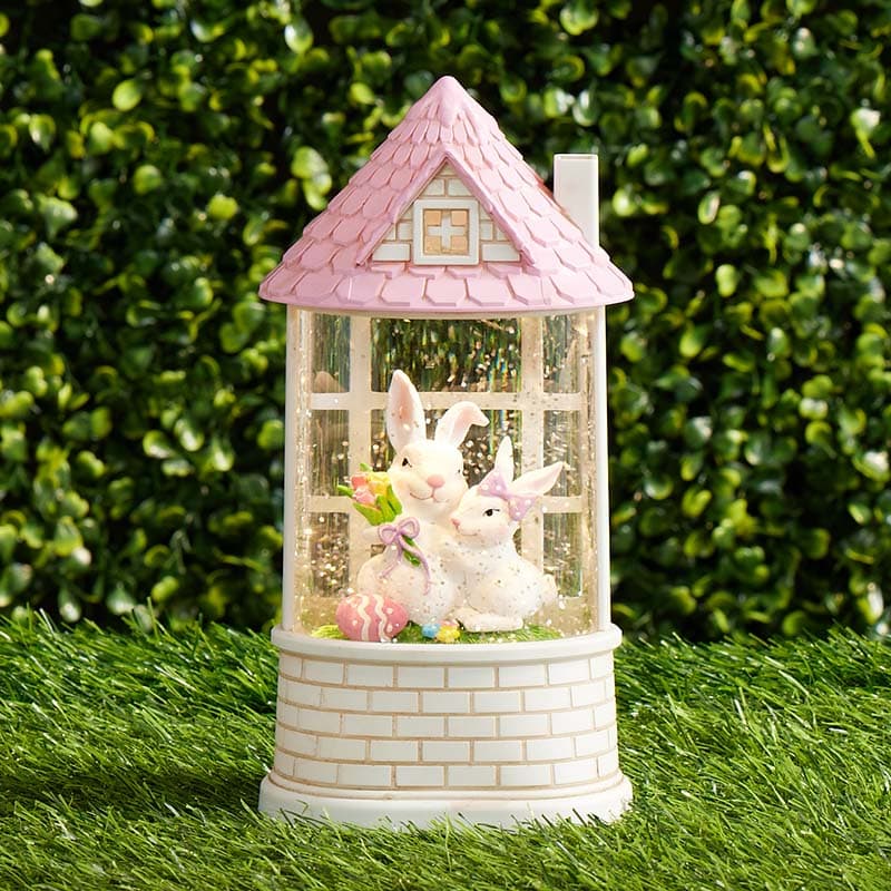 Cracker Barrel Bunny House Glitter Globe