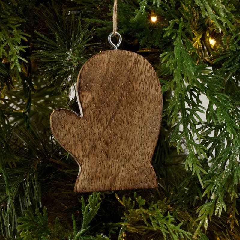 Cracker Barrel Wooden Engraved Mitten Ornament