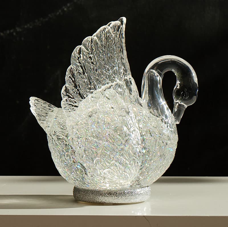 Cracker Barrel Acrylic Swan Shaped Glitter Globe