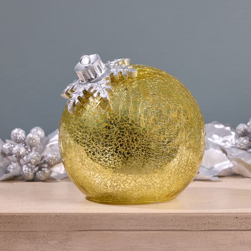 Cracker Barrel Small LED Gold Glass Ornament Decor