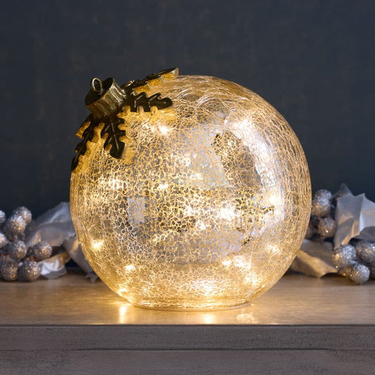 Cracker Barrel Large LED Silver Glass Ornament Decor