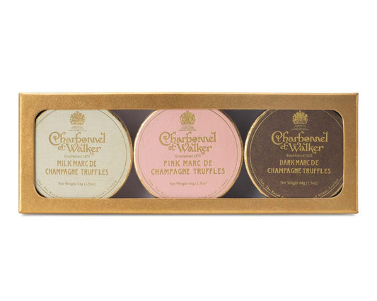 Charbonnel et Walker Dark, Milk and Pink Marc de Champagne Mini Truffle Trio Gift Set