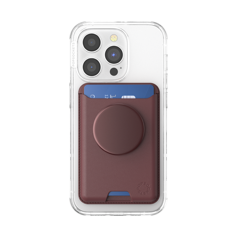 PopSockets Aluminum Oxblood Softgoods PopWallet + For MagSafe