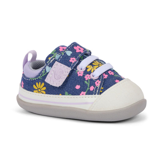 See Kai Run Girl's Stevie Mini (First Walker) Blue Denim/Floral