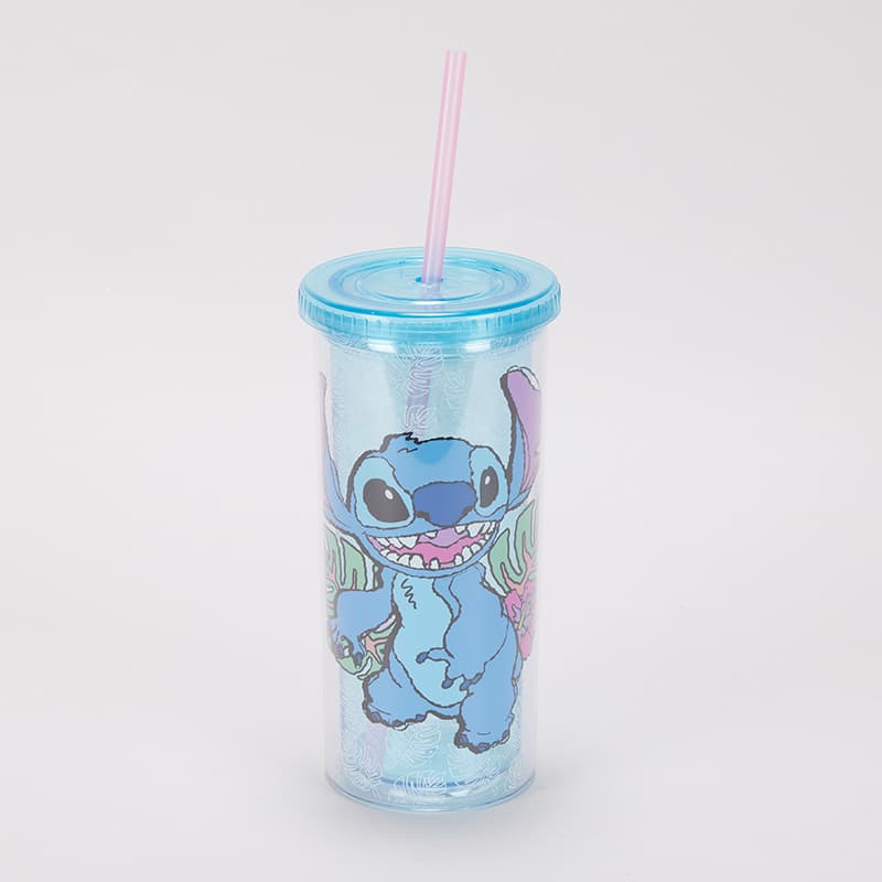 Cracker Barrel Stitch Plastic Cold 20 Oz. Cup with Lid and Straw