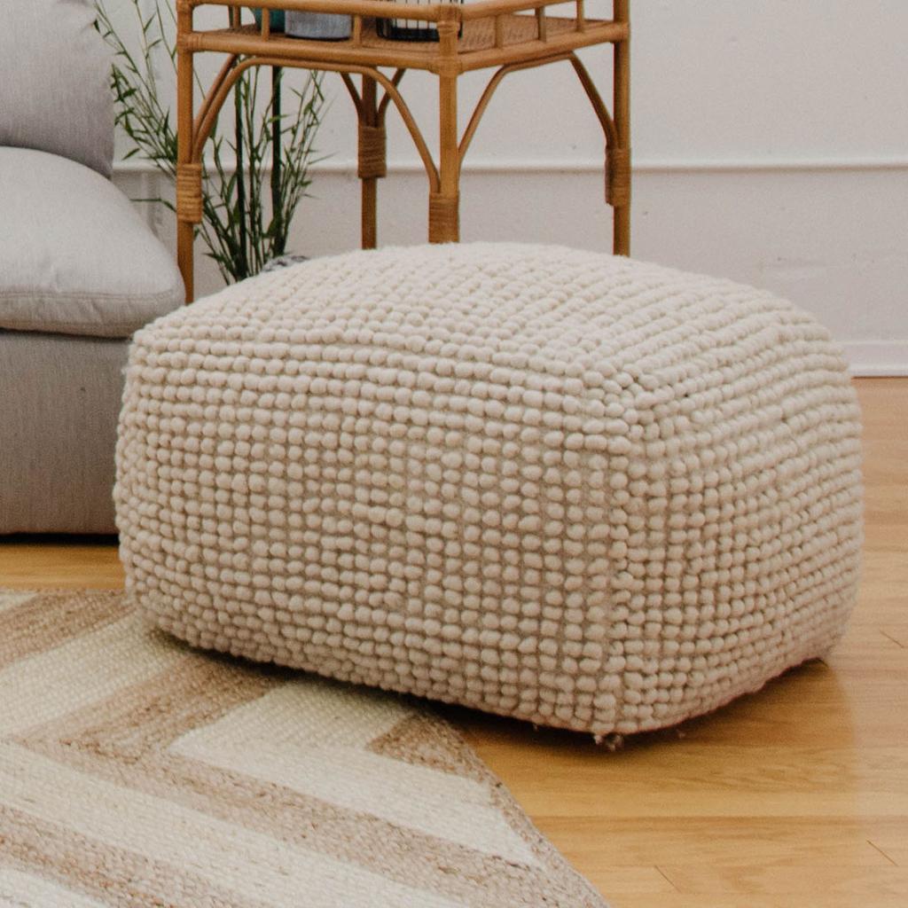 Cracker Barrel New Zealand Wool and Cotton Pouf