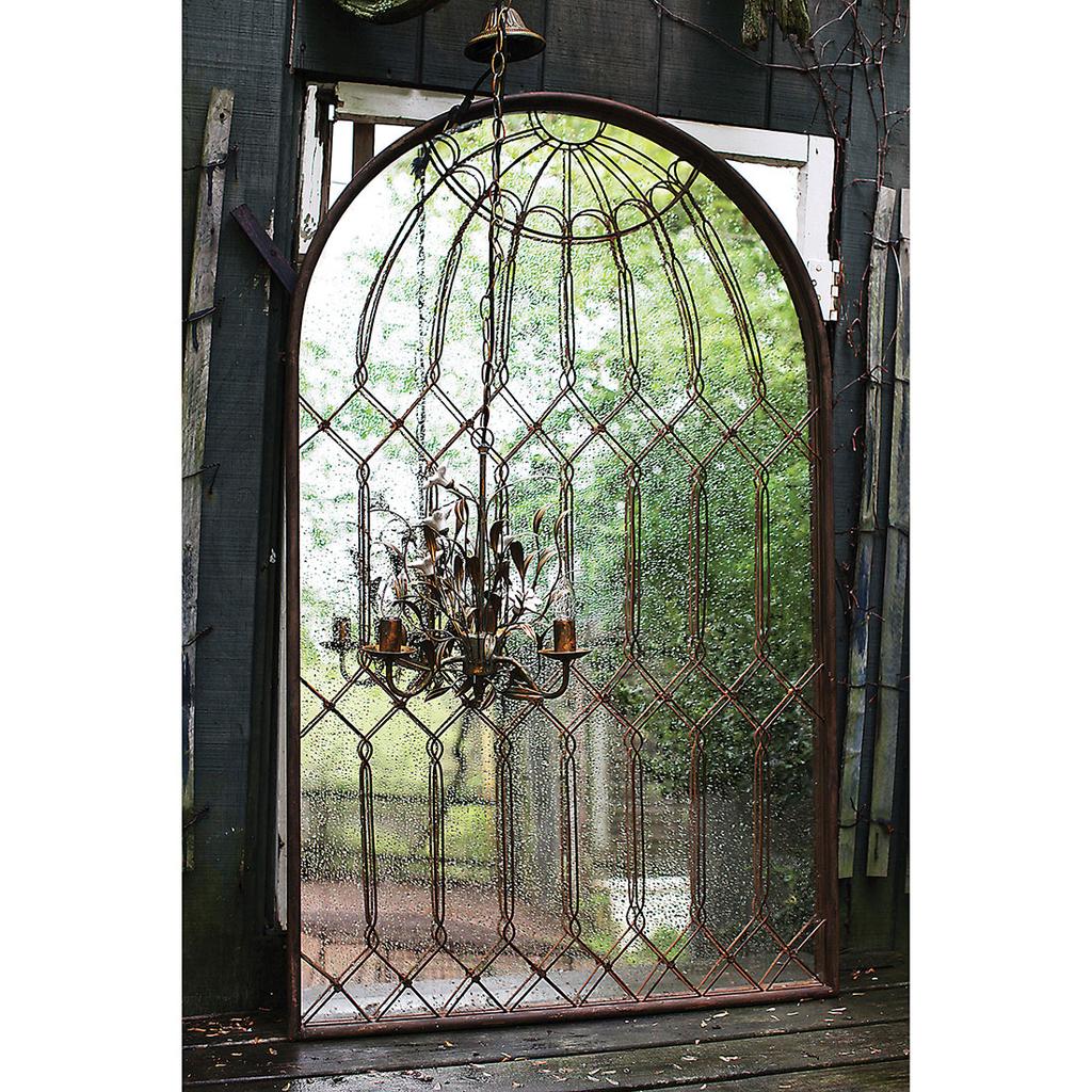 Cracker Barrel Iron Cage Mirror - Rust Finish