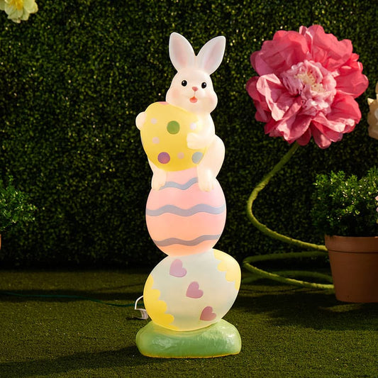 Cracker Barrel 3Ft Stacked Eggs with Bunny Blow Mold