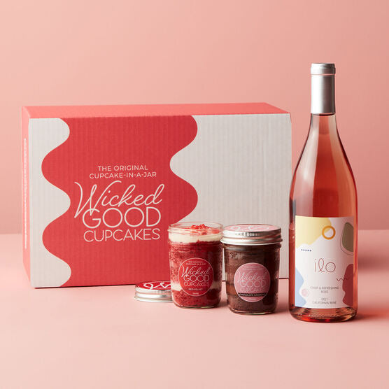 Hickory Farms Cupcake 2-Pack & Rosé Gift Set