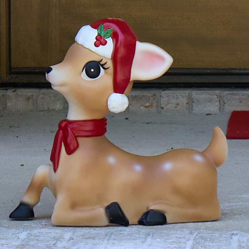 Cracker Barrel Laying Reindeer Girl Blow Mold