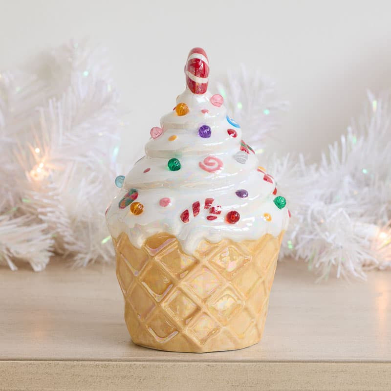 Cracker Barrel Light Up Ceramic Ice Cream Cupcake