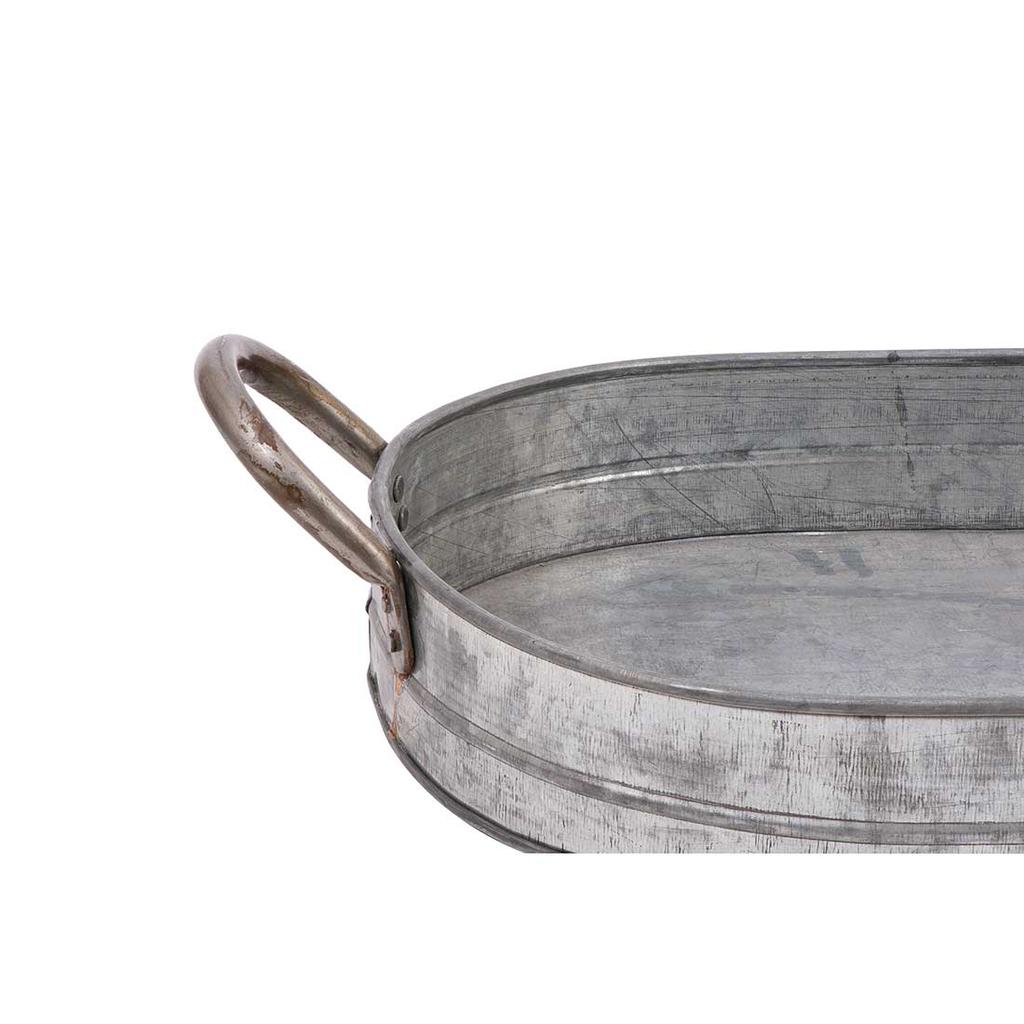 Cracker Barrel Galvanized Metal Tray with Handles