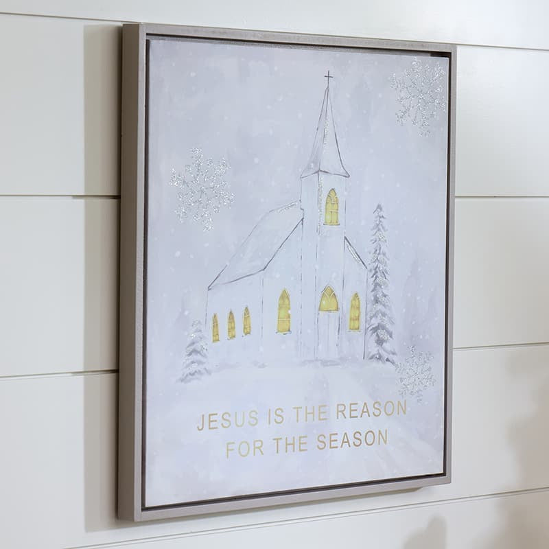 Cracker Barrel Lighted Church Jesus Is Reason Canvas