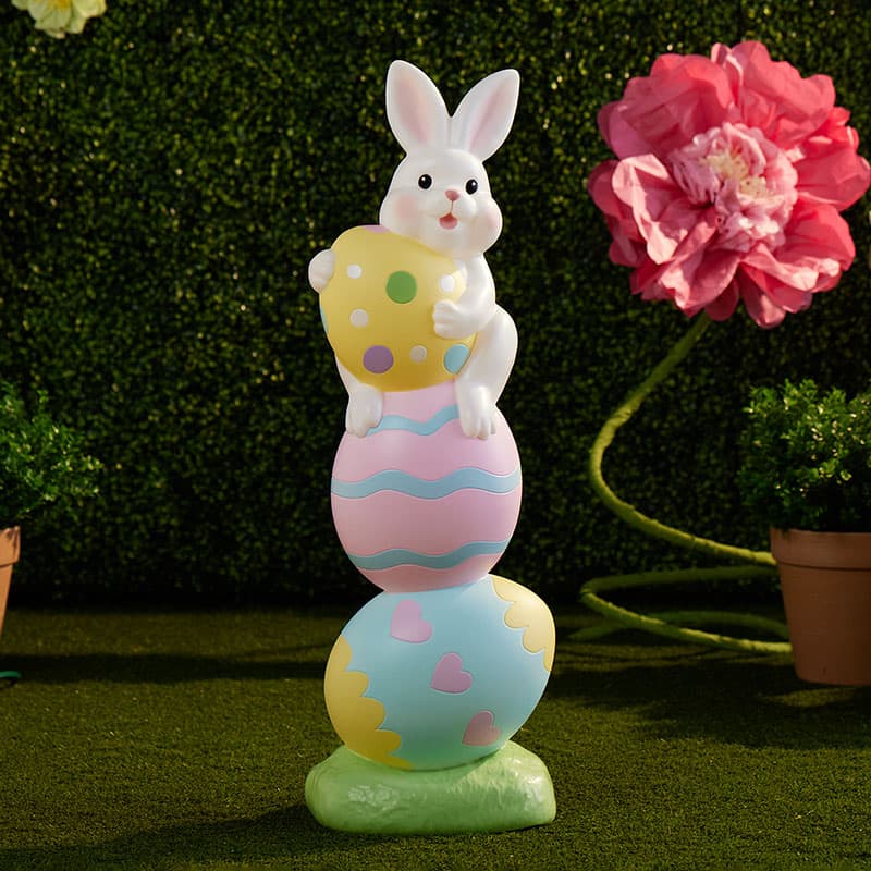 Cracker Barrel 3Ft Stacked Eggs with Bunny Blow Mold