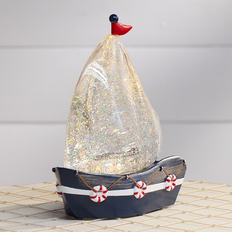 Cracker Barrel Sailboat Glitter Globe