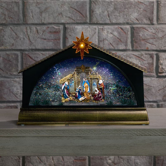 Cracker Barrel Nativity Scene Glitter Globe