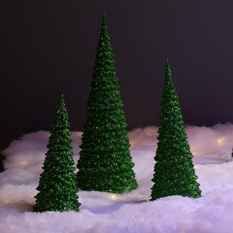 Cracker Barrel Set of 3 LED Green Trees