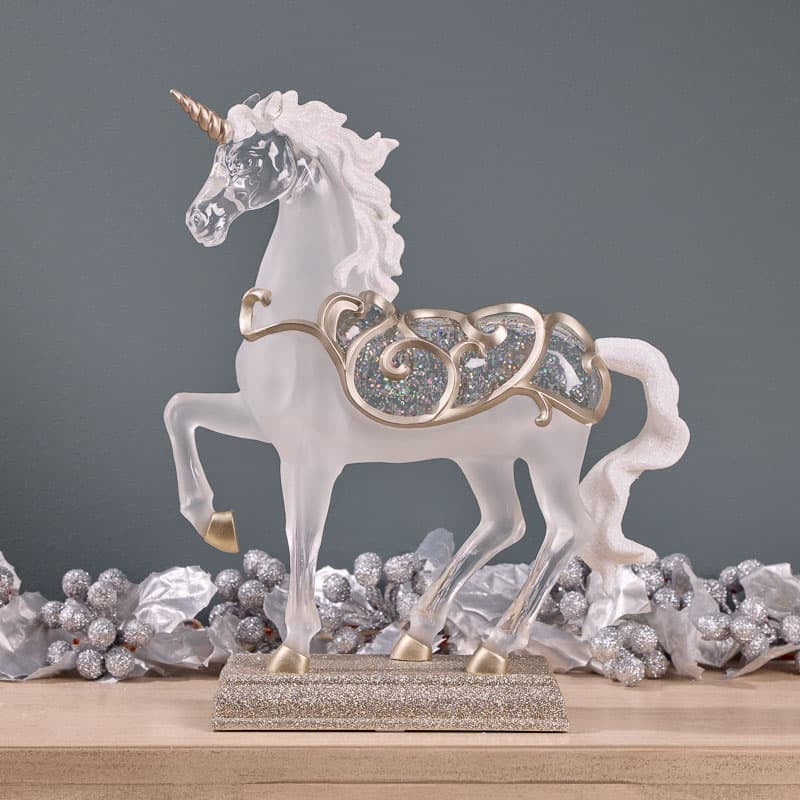 Cracker Barrel Unicorn Figural Glitter Globe