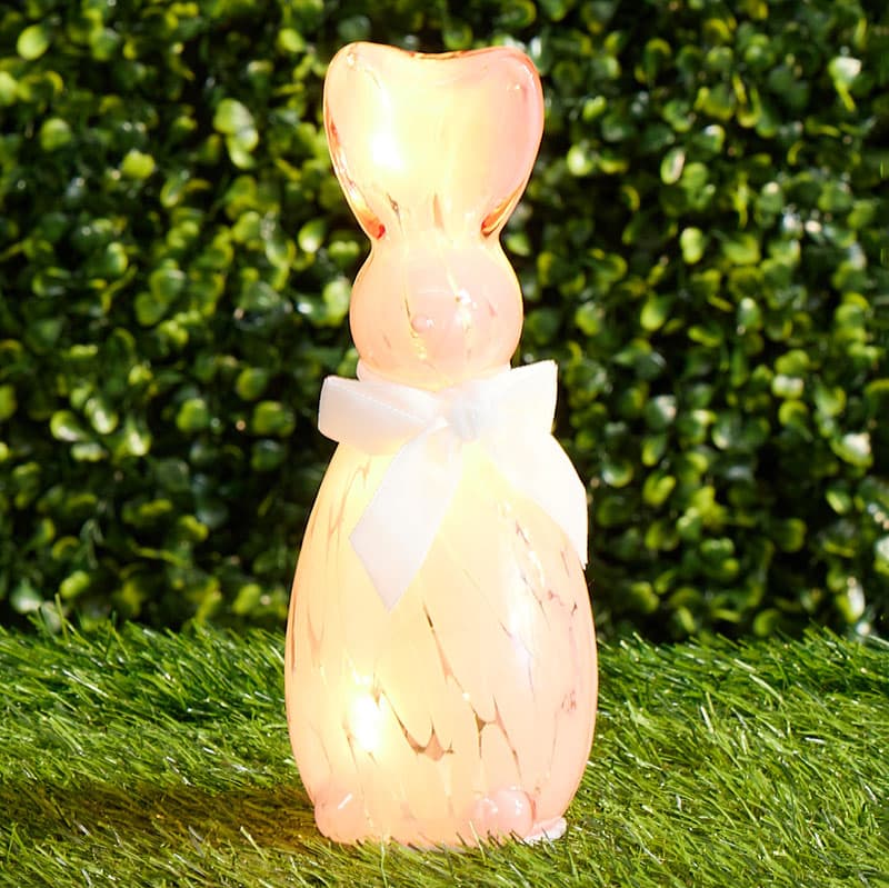 Cracker Barrel Light Up Glass Bunny - Pink