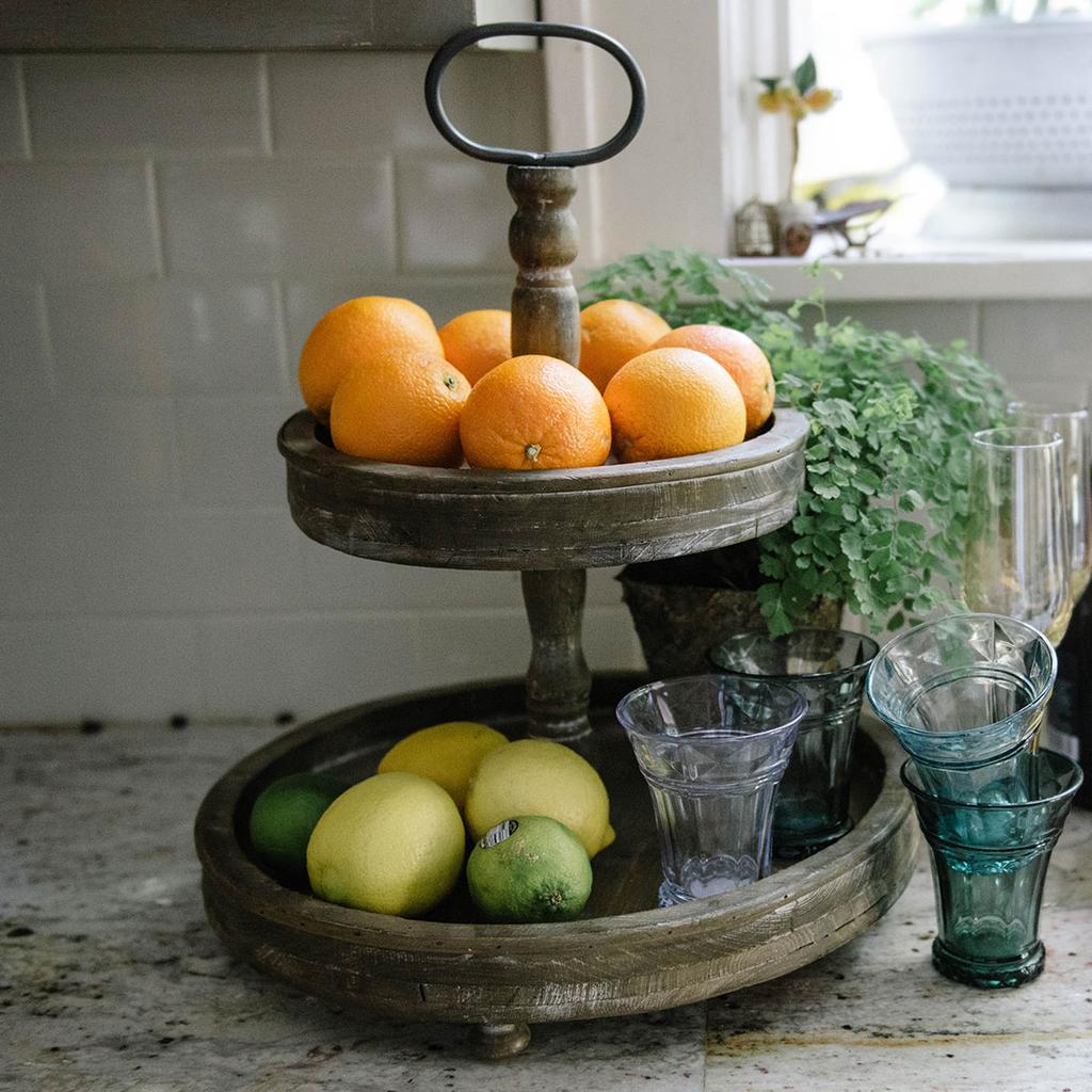 Cracker Barrel Decorative Wood 2 - Tier Tray