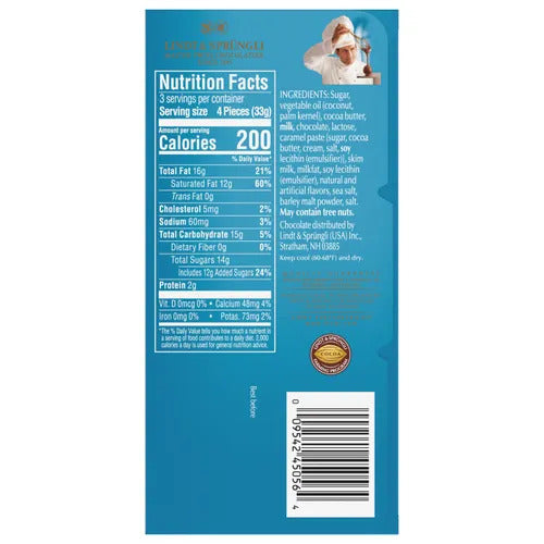 Lindt Chocolate Salted Caramel Milk Chocolate LINDOR Bar (3.5 oz)