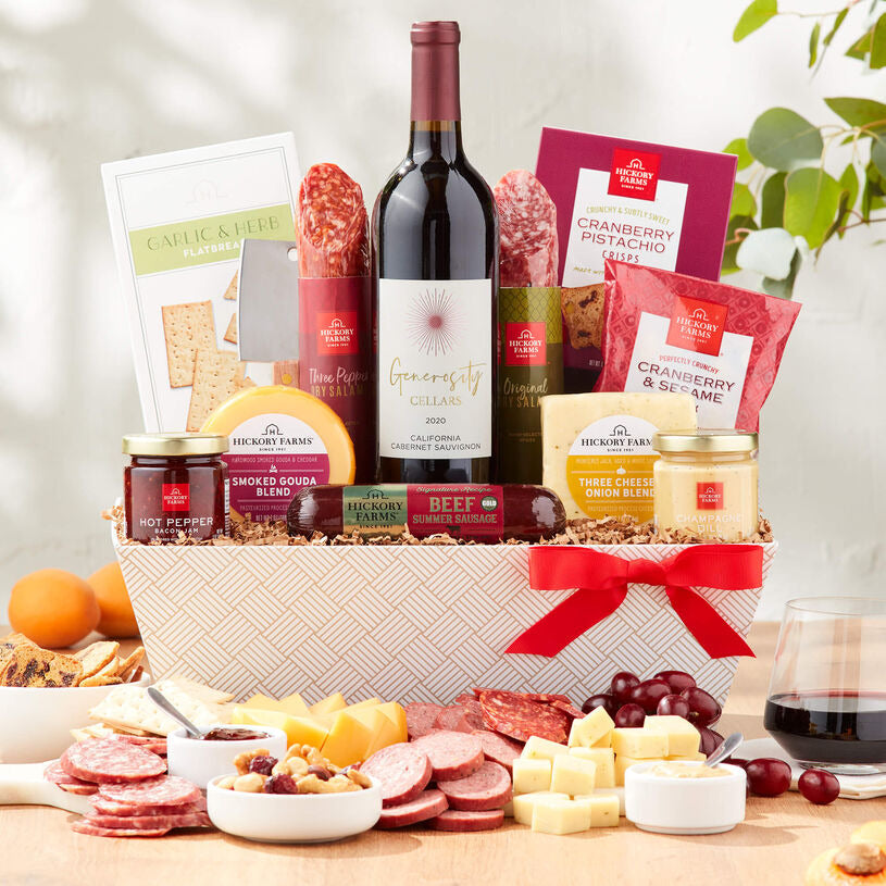 Hickory Farms Deluxe Charcuterie & Wine Gift Basket