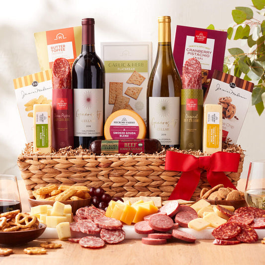 Hickory Farms Deluxe Sip & Snack Wine Gift Basket