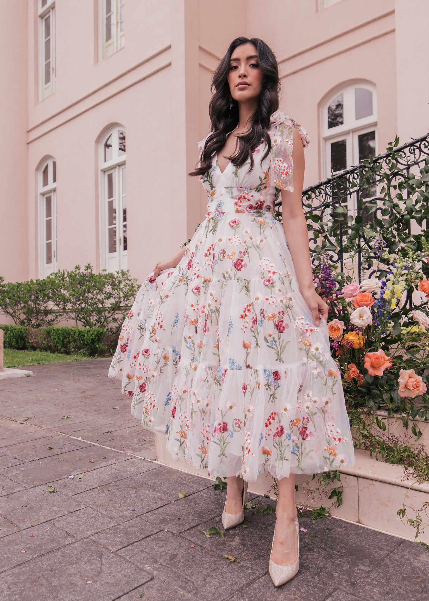 JessaKae Margaret Midi Dress - White Floral