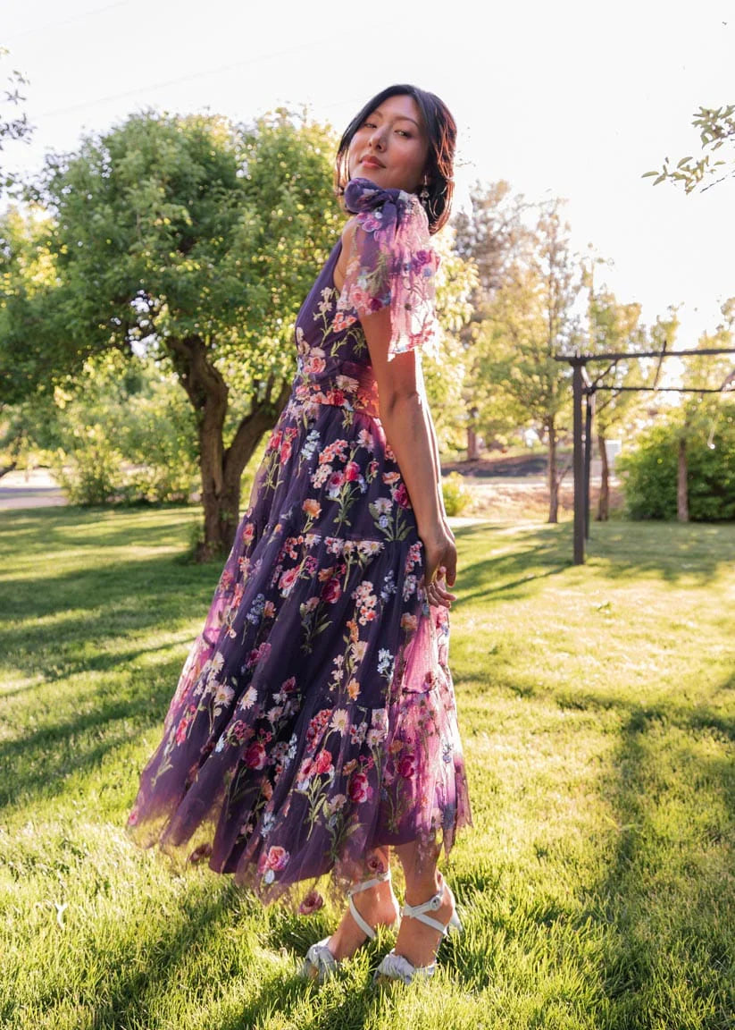 JessaKae Margaret Midi Dress - Purple Floral