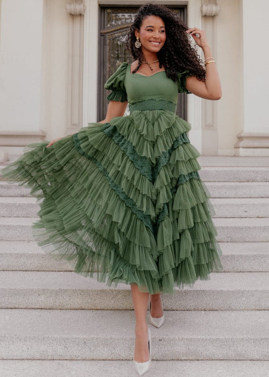 JessaKae Thumbelina Dress - Green Lace