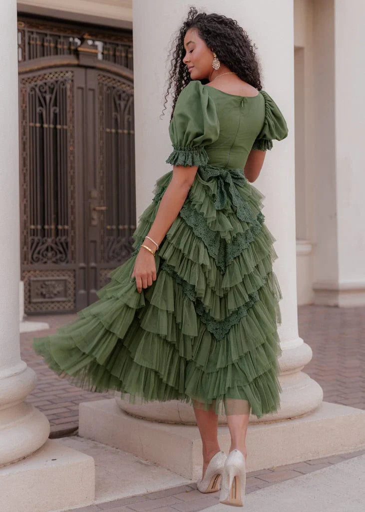 JessaKae Thumbelina Dress - Green Lace