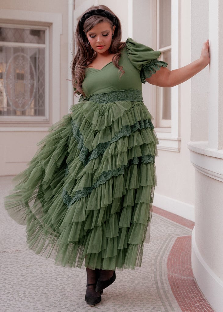 JessaKae Thumbelina Dress - Green Lace